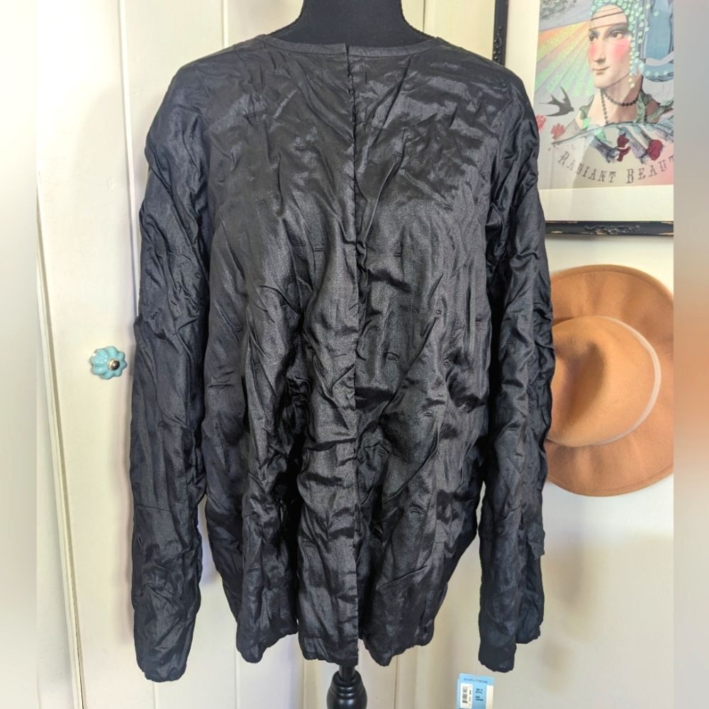Eileen Fisher Black Silk Tussah Jacket sz 2X NWT